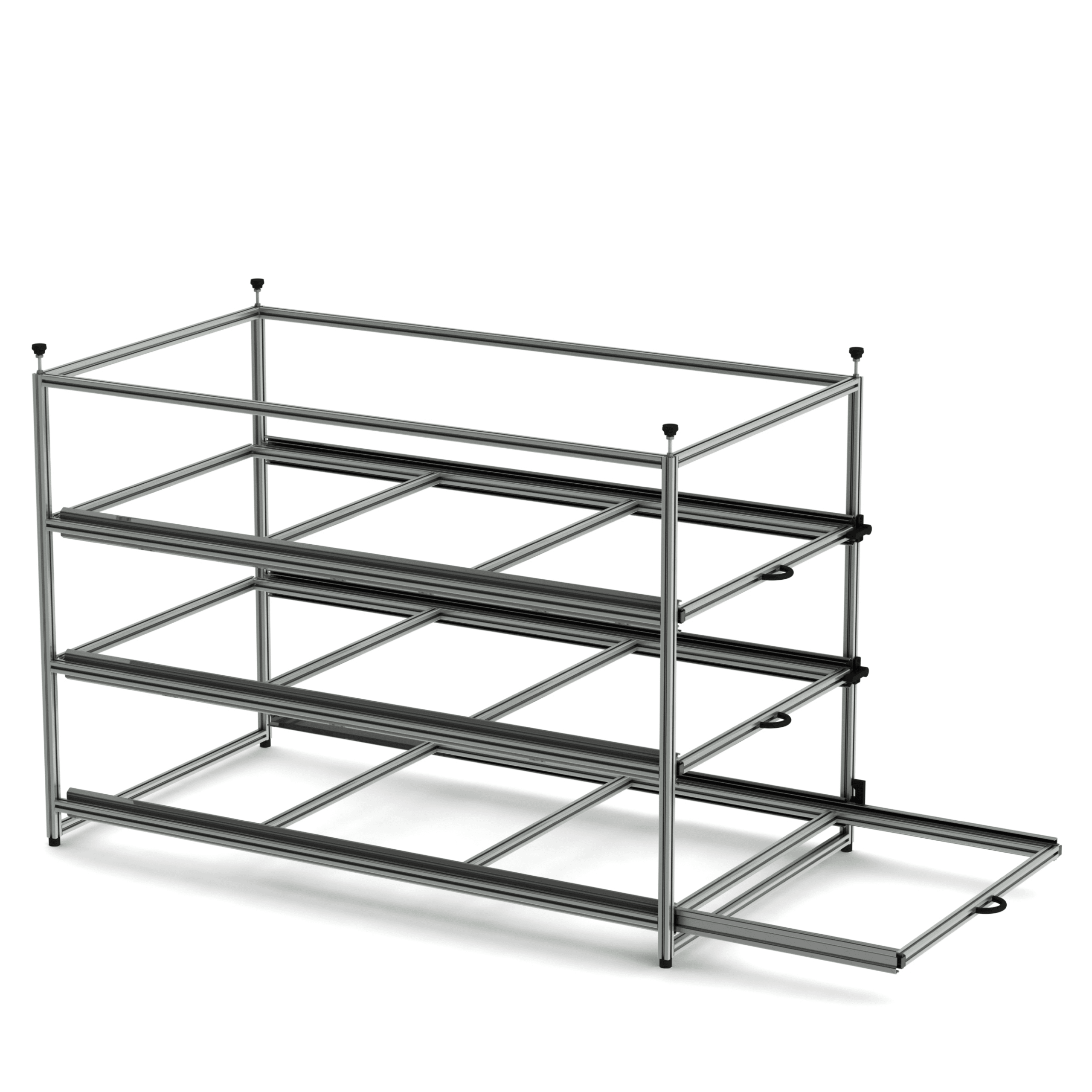 Heckauszug Boxenbreite 60 cm mit 3-Etagen, Auszuglänge 120 cm